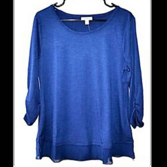 NWT*STYLE & CO*Plus Size Chiffon Hem 3/4 Top - Picture 1 of 12